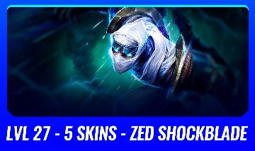 ( LVL 27 ZED SHOCKBLADE ) 5 SKINS + 3700 EA ( SERVER BR - SEM ELO )