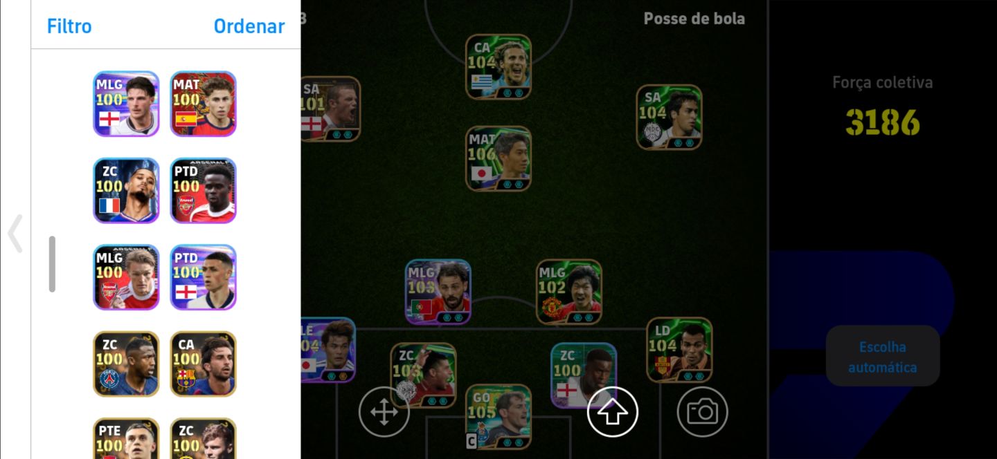 Conta Efootball Com 3186 de força e kagawa, forlan e raúl.