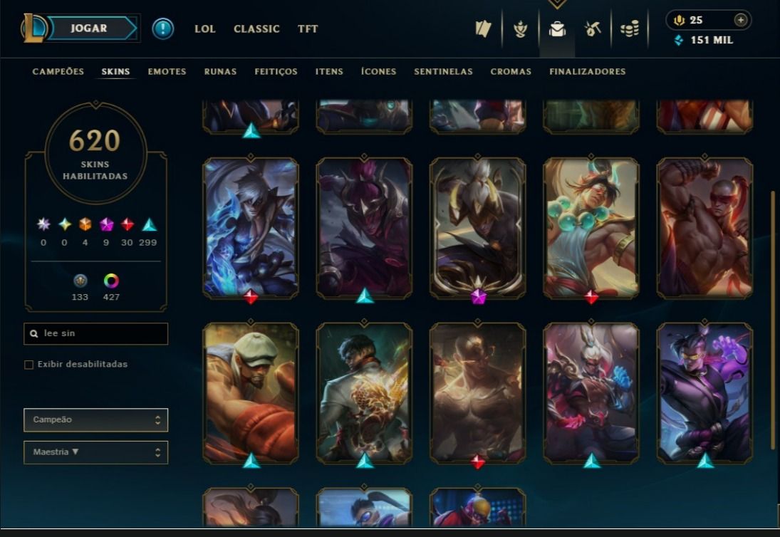 CONTA RIOT COMPLETA | LOL 620 SKINS + 427 CROMAS | LVL 775 | VALORANT SKINS