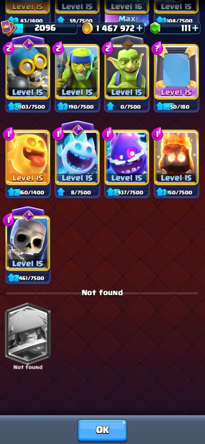 Conta Lvl 16 + todas cartas level 15 + 39 Evolucoes + 2 CRL BADGE+ Coleção 2096