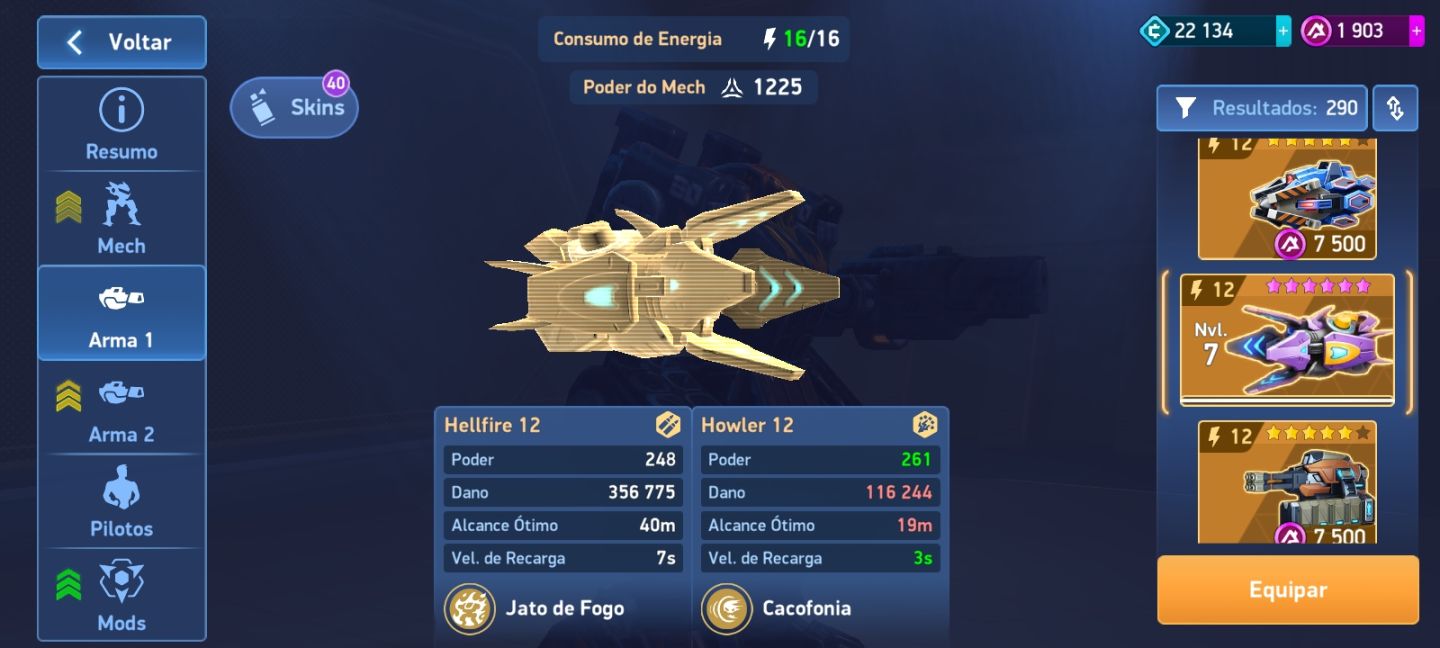 Conta Mech Arena com mais de 12000 de poder