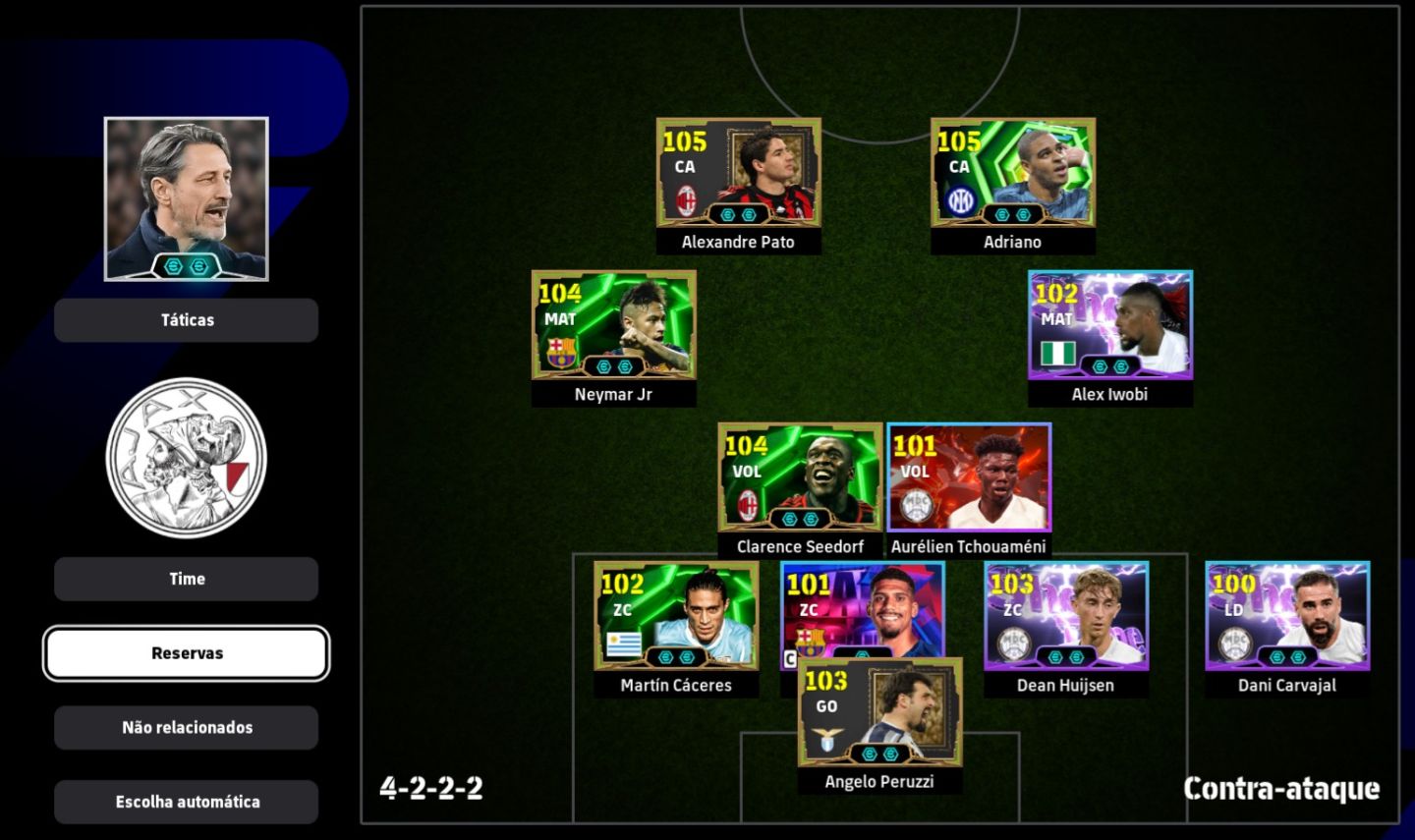 EFOOTBALL STEAM FORÇA 3178 | ADRIANO 105, ALEXANDRE PATO 105, NEYMAR 104 E MUITO