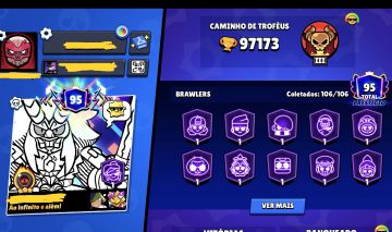 CONTA BRAWL STARS 106 BRAWLERS +11 490 SKINS E MUITO RECURSOS