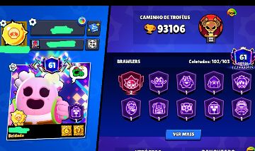 CONTA BRAWL STARS 93K TROFEUS - 103 BRAWLERS - 53 BRAWLERS NIVEL 11 COM HIPER