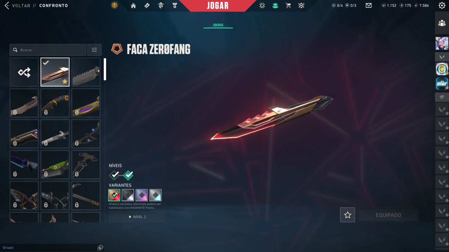 Conta valorant LVL43 com faca zerofang, vandal sublime, e algumas skins de passe