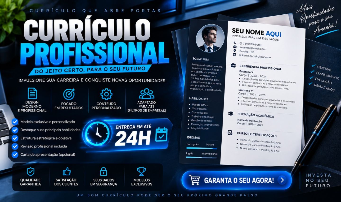 Currículo Profissional Premium | Currículo + LinkedIn + Carta