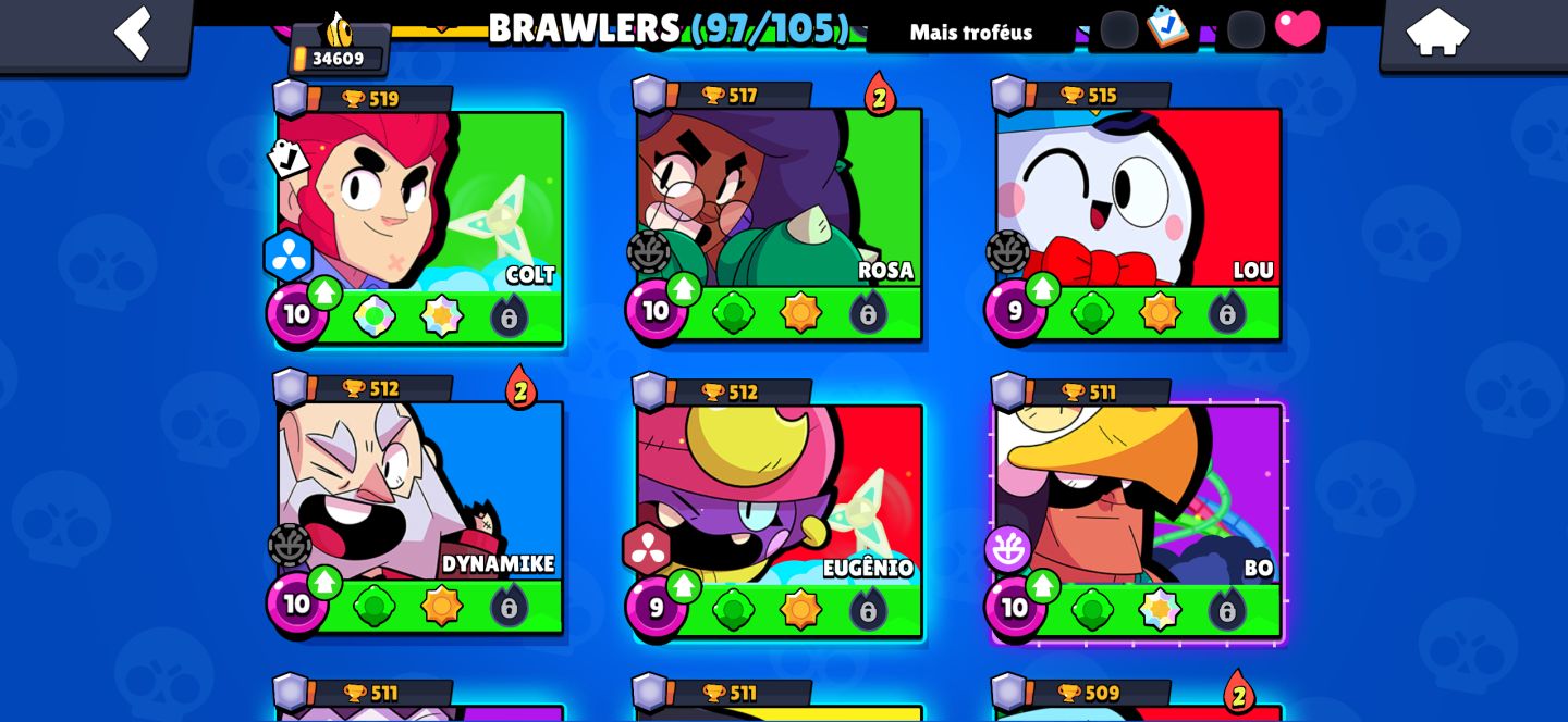 BRAWL STARS | 34K TROFÉUS | 97 BRAWLERS | 231 SKINS | CONTA COMPLETA