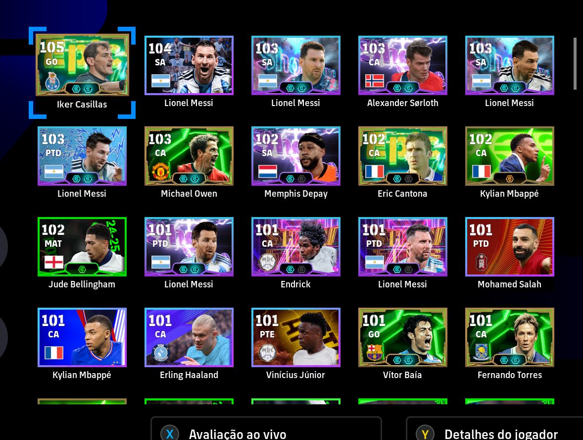 EFootball CONTA STEAM | FORÇA 3187 | HAALAND 107 + SNEIJDER 106 + MESSI 104