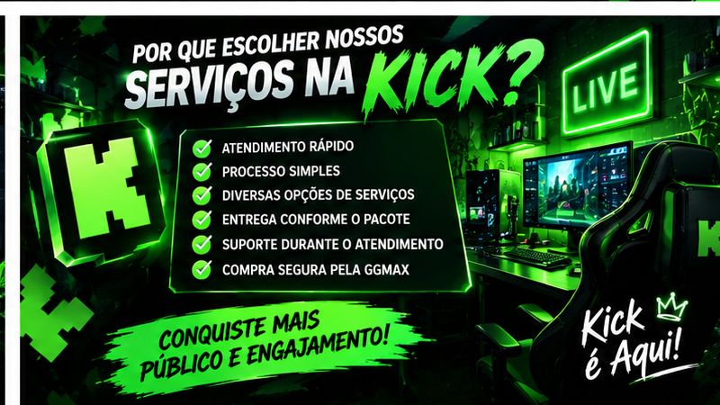 Seguidores Brasileiros Kick | VIWS E CHAT | TUDO AO VIVO! [MENOR PREÇO]
