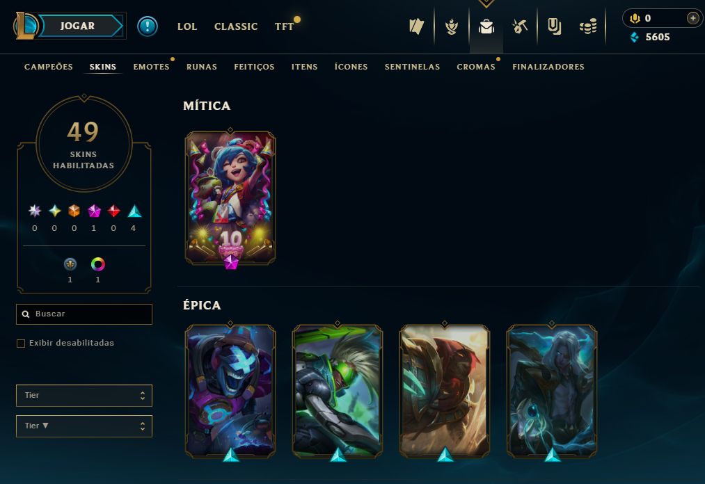 [Entrega Automática] Lol Ferro, 49 Skins, Skin Mítica, Upada na Mão, 100% Segura