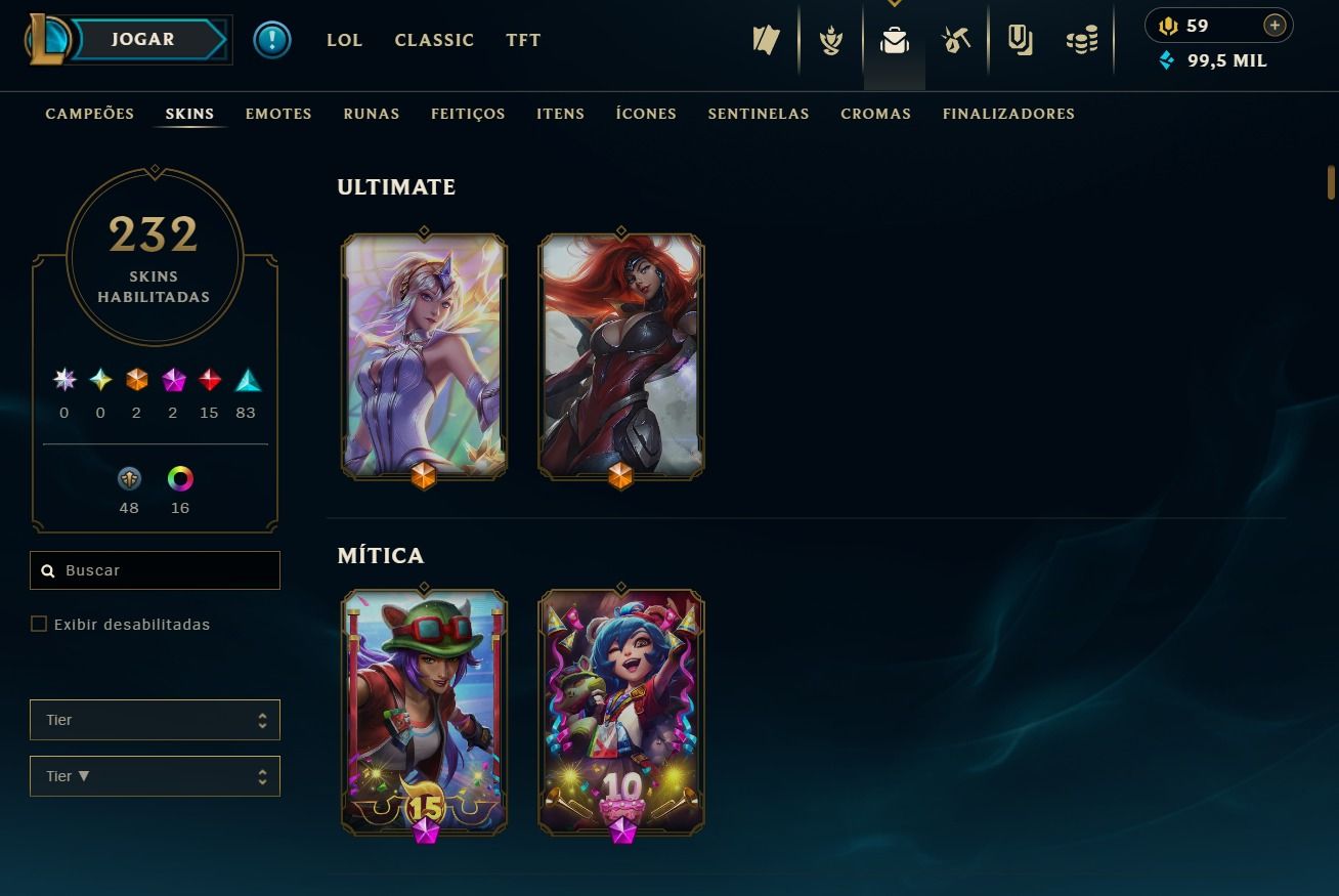 CONTA DE 2017 - 232 SKINS - LVL 374 - TODOS CAMPEÕES - 99K DE EA - 24 CROMAS