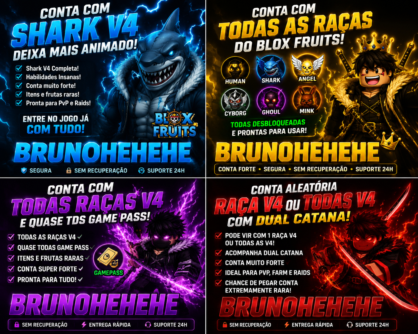 CONTAS BLOX FRUITS, DRAGON, V4 FULL, - PROMOÇÃO - (ROBLOX)
