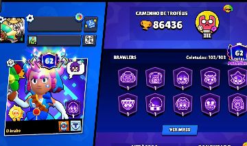 Conta de Brawl Stars com mais de 320 skins e todos os brawlers desbloqueados