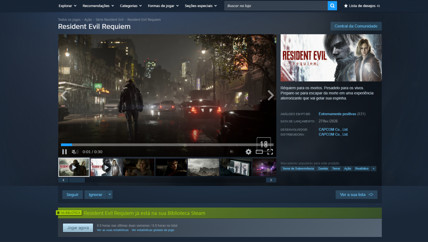 Resident Evil Requiem sem fila / E Outros Jogos Famosos