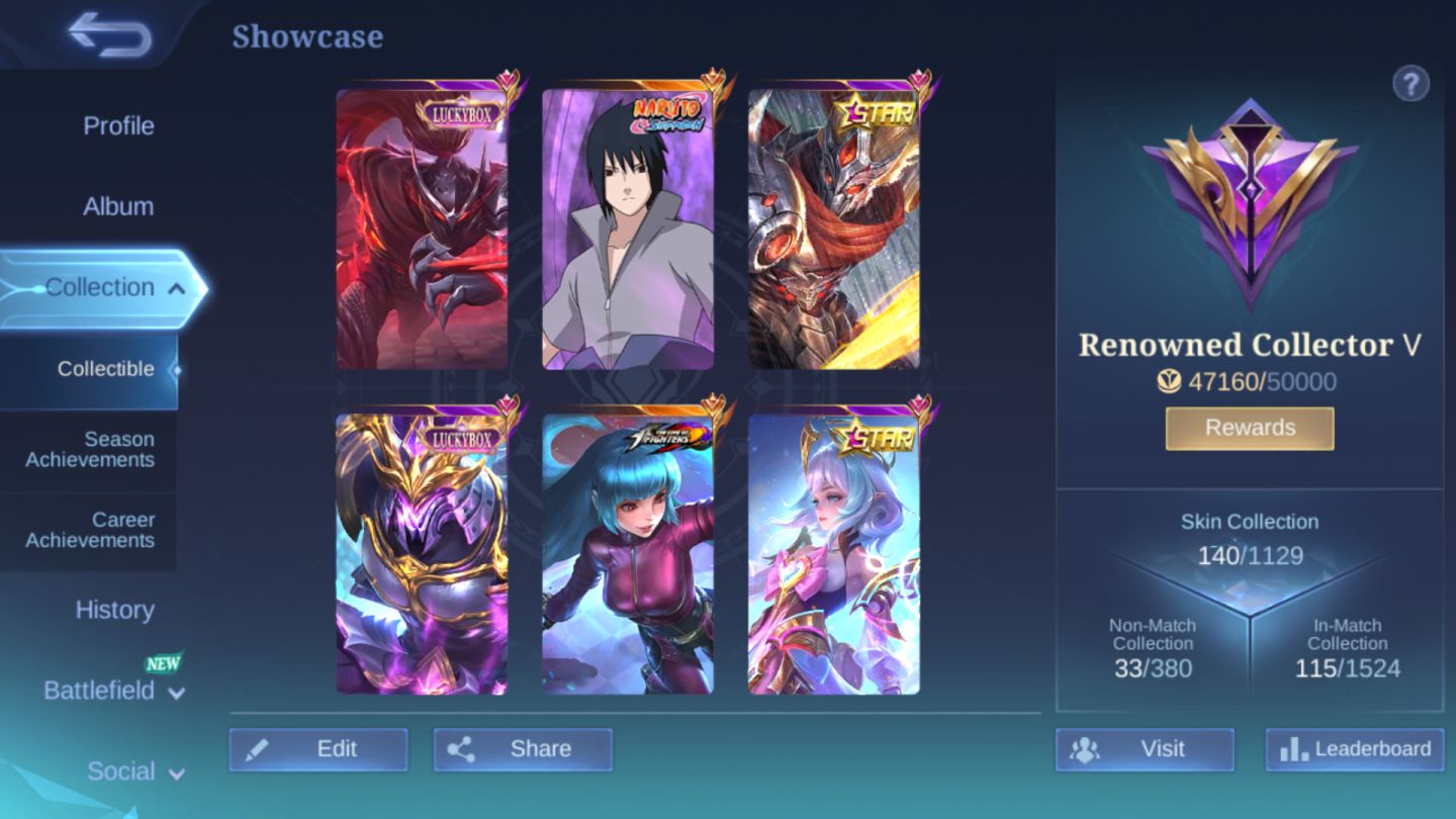 Conta Mobile Legends - NARUTO S SASUKE / KOF Aurora & Mais ! [Ler Descriçao] !