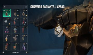 6 CHAVEIROS RADIANTE, CONTA COM MUITA SKIN