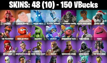48 Skins - peter griffin, slayer juice wrld, santa dogg, 150 vbucks