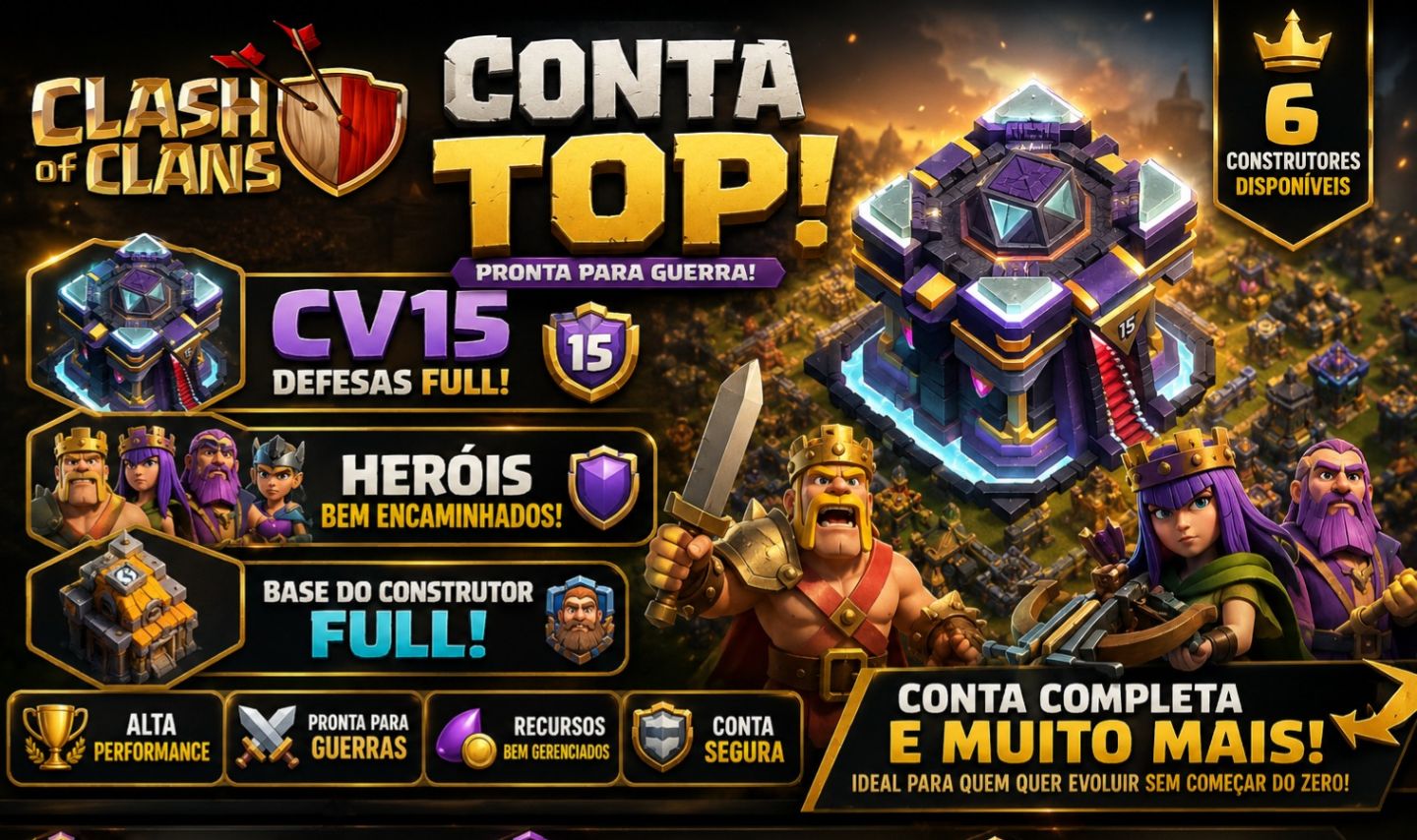 VENDA CONTA CV15 DEFESAS FULL, BASE DO CONSTRUTOR FULL
