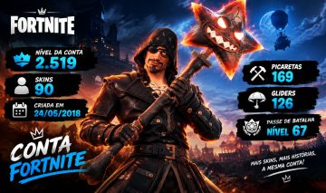 CONTA DE FORTNITE COM 90 SKINS / 169 PICARETAS / 126 GLIDERS