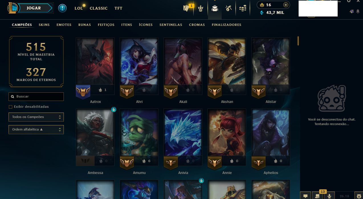 CONTA LOL + TFT + VALORANT (SKINS MITICAS/LENDÁRIAS/LIMITADAS)
