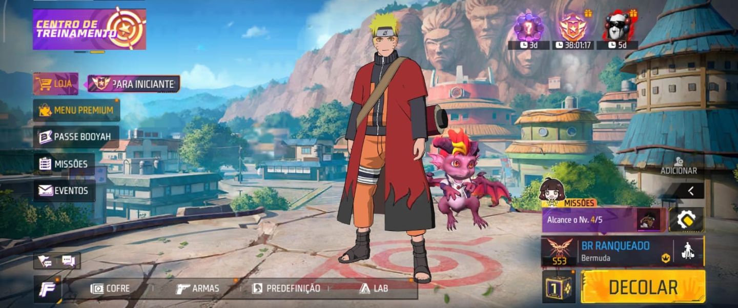 Free Fire Naruto + Emote de Transformação + Troca de Nick | Nível 4