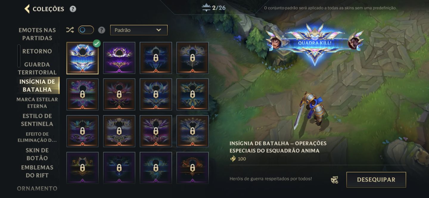 Conta ex desafiante com skins de prestígio