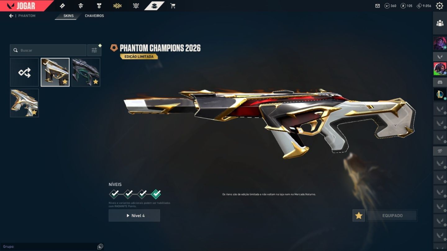 Conta Valotant com Skins Exclusivas CHAMPIONS, VCT