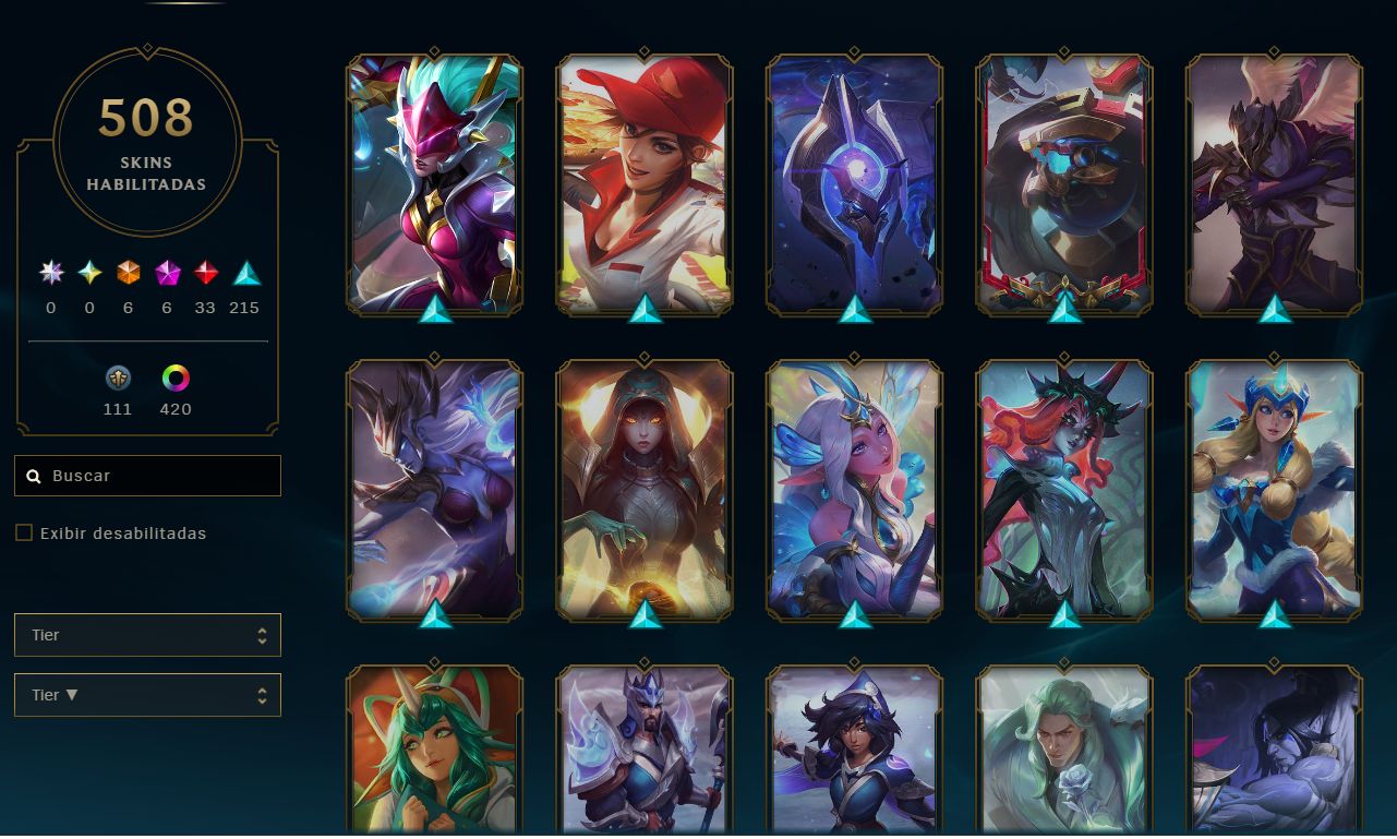 Conta League of Legends MMR MESTRE COM 508 SKINS RARAS