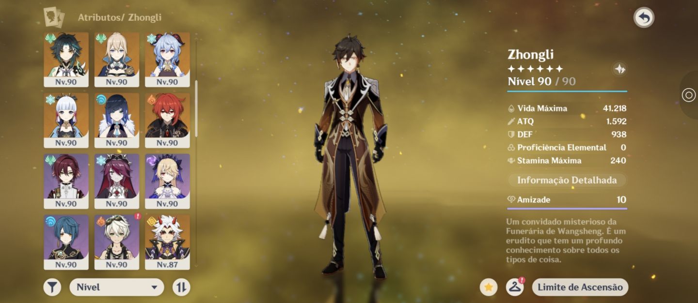 Conta genshin com 19 personagens T5 e 7 armas 5 estrelas toop !!
