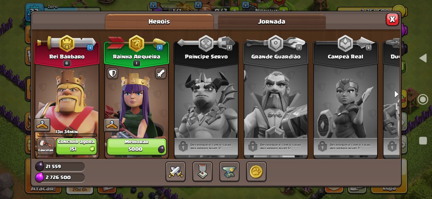Conta guest (convidado) Clash of clans cv8 no início