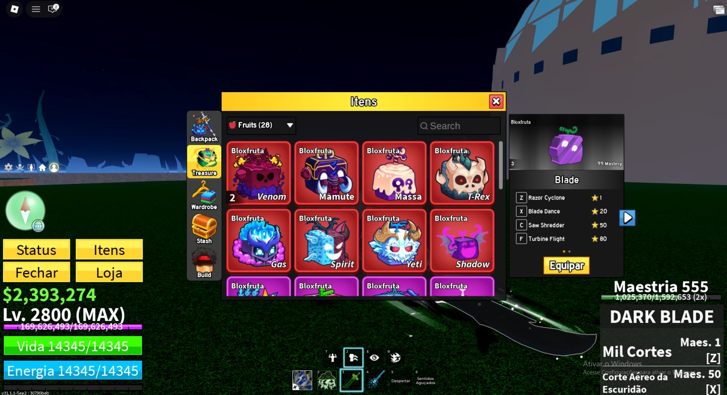 Conta de Blox Fruits Full com Buddha, Magma e Ice perm e Gamepass Dark blade V3