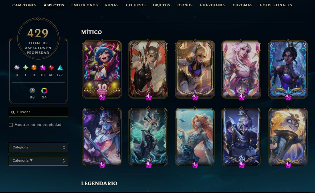Conta de lol 429 skins - skin exaltada - finalizador e mt mais