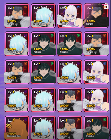 Anime Vanguards Exclusive/Vanguards Units