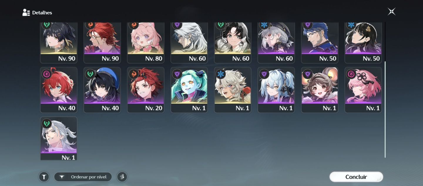 CONTA WUTHERING WAVES NV.73 + 13 PERSONAGENS T5 FASE DE SOL-3 RANQUE 8
