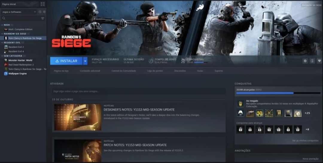 Conta Steam com jogos clássicos e Famosos tendo como jogo online Rainbow Six