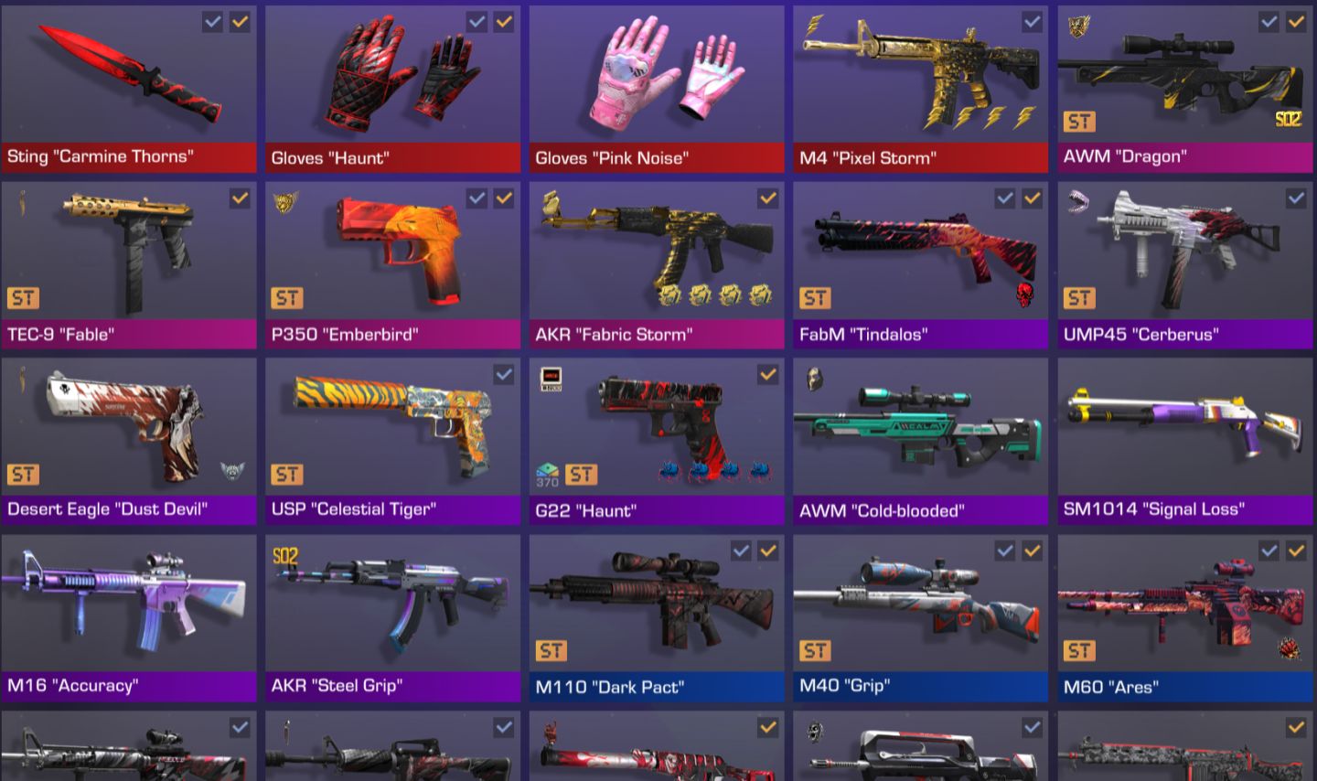 Conta standoff2 com muitas skins avaliada em mais 17k gold
