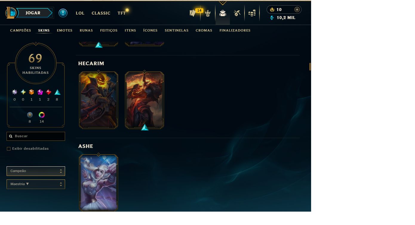 CONTA LOL MESTRE, GANHANDO 33 PDL, 83 CHAMPS, MAIORIA DAS SKINS SÃO DE JUNGLE.