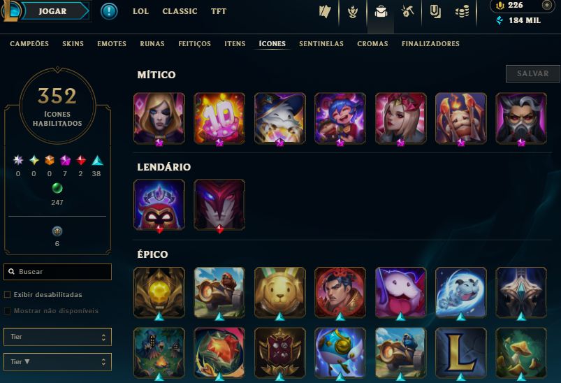 Conta LoL 400 skins, plat 4