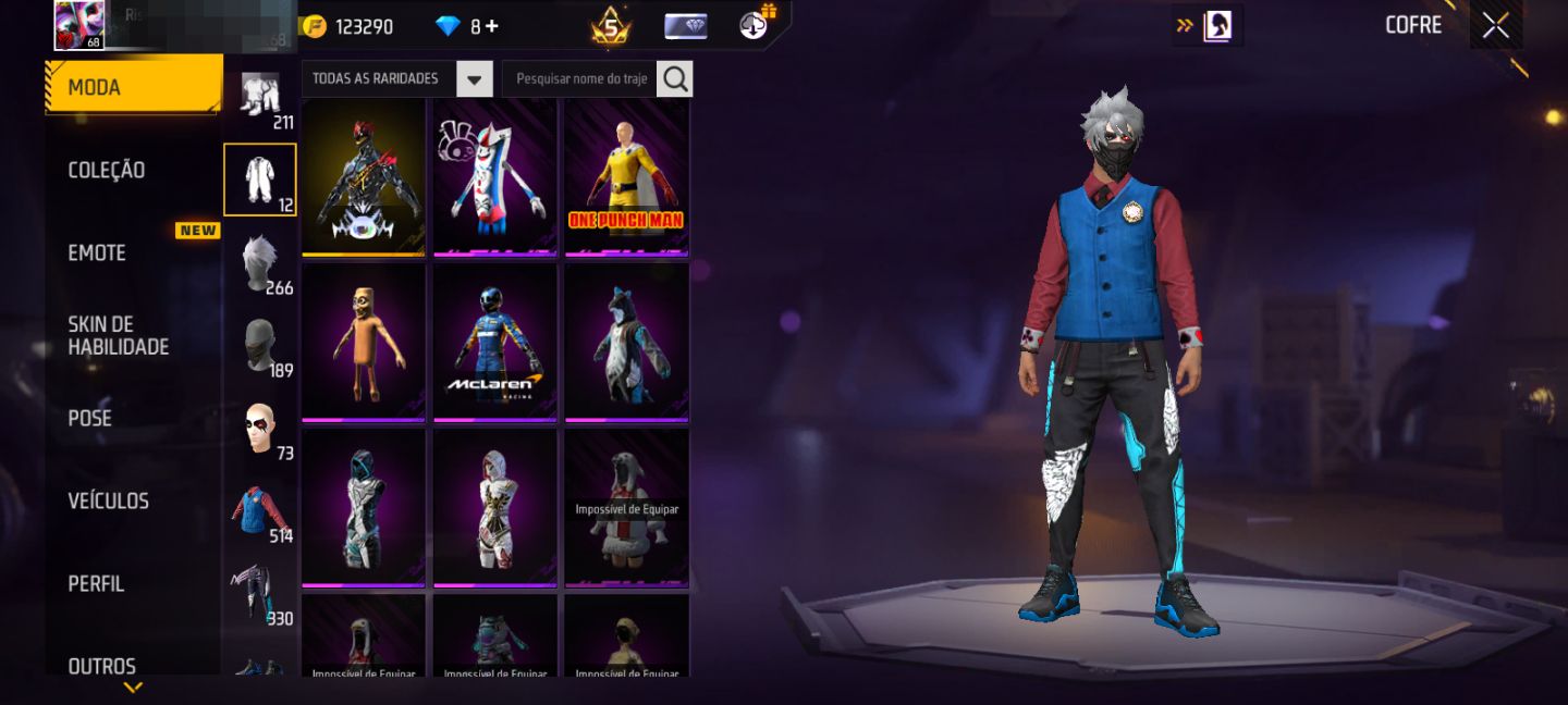 CONTA FF TOP | CALÇA ANGELICAL AZUL + PUNHO COBRA + MUITO GEMADA + CARTÃO NICK