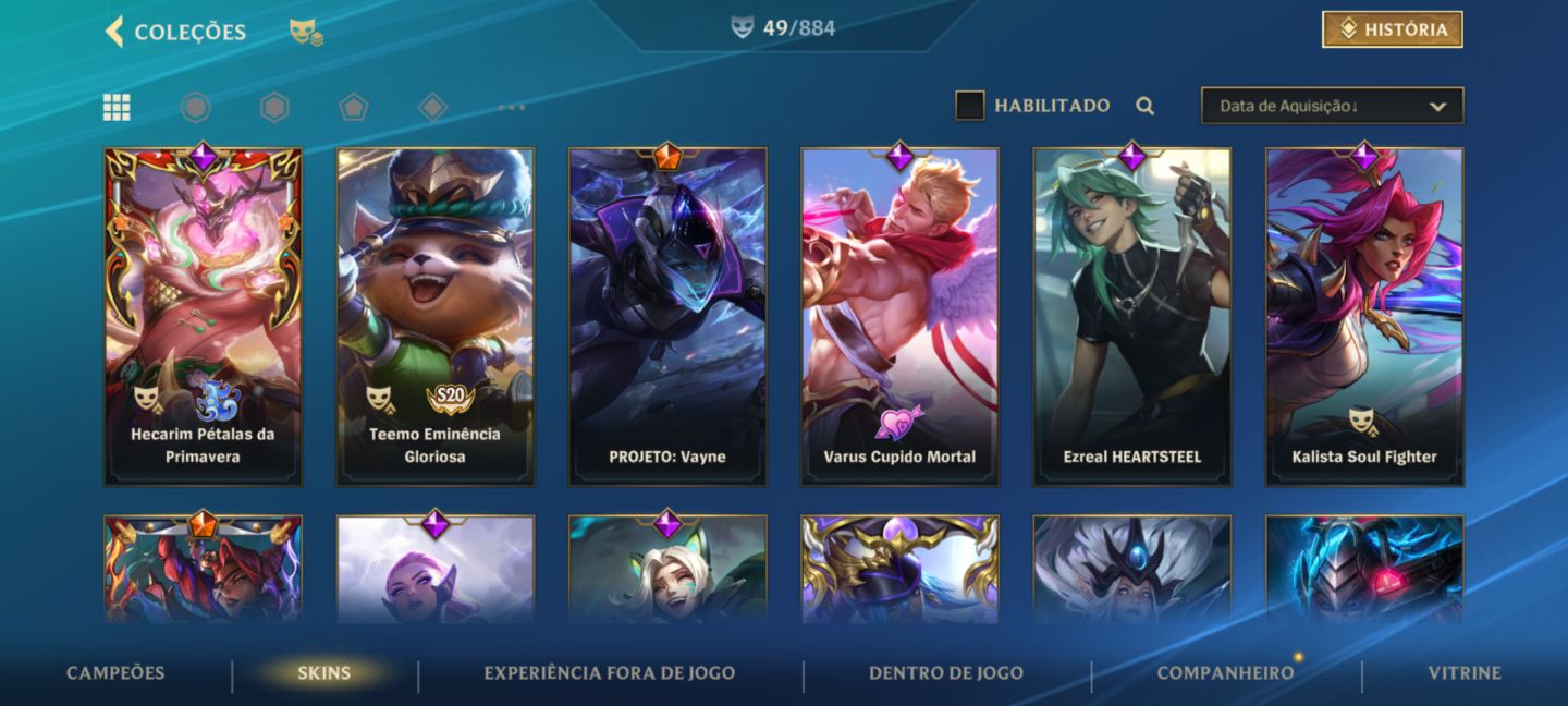 Conta wild Rift com skin várus cupido imortal