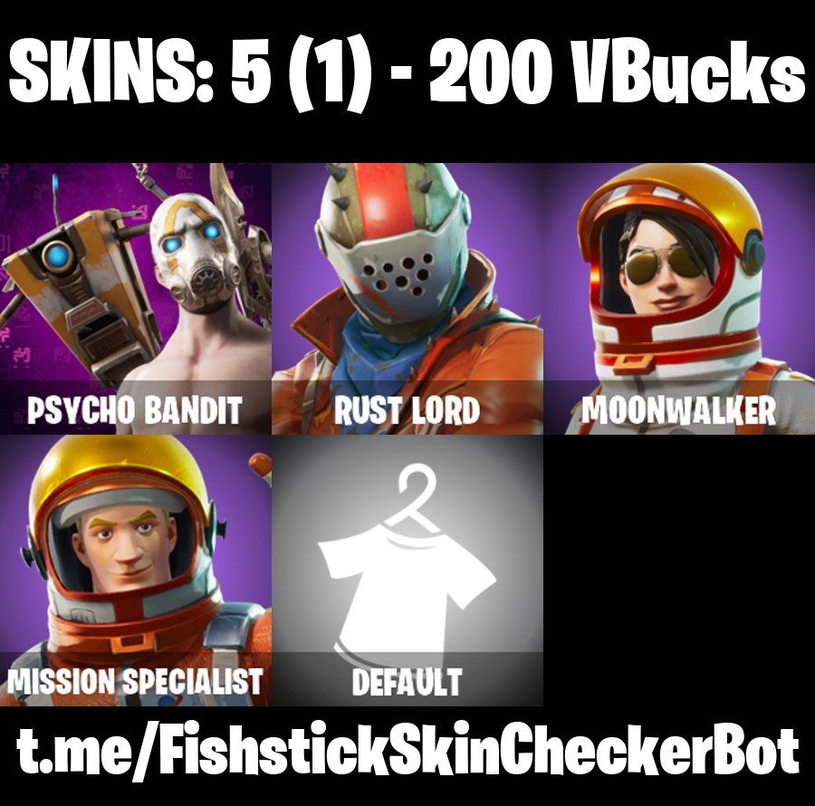 Conta Fortnite com Psycho Bandit | Rust Lord | Moonwalker | Mission e 5 Skins