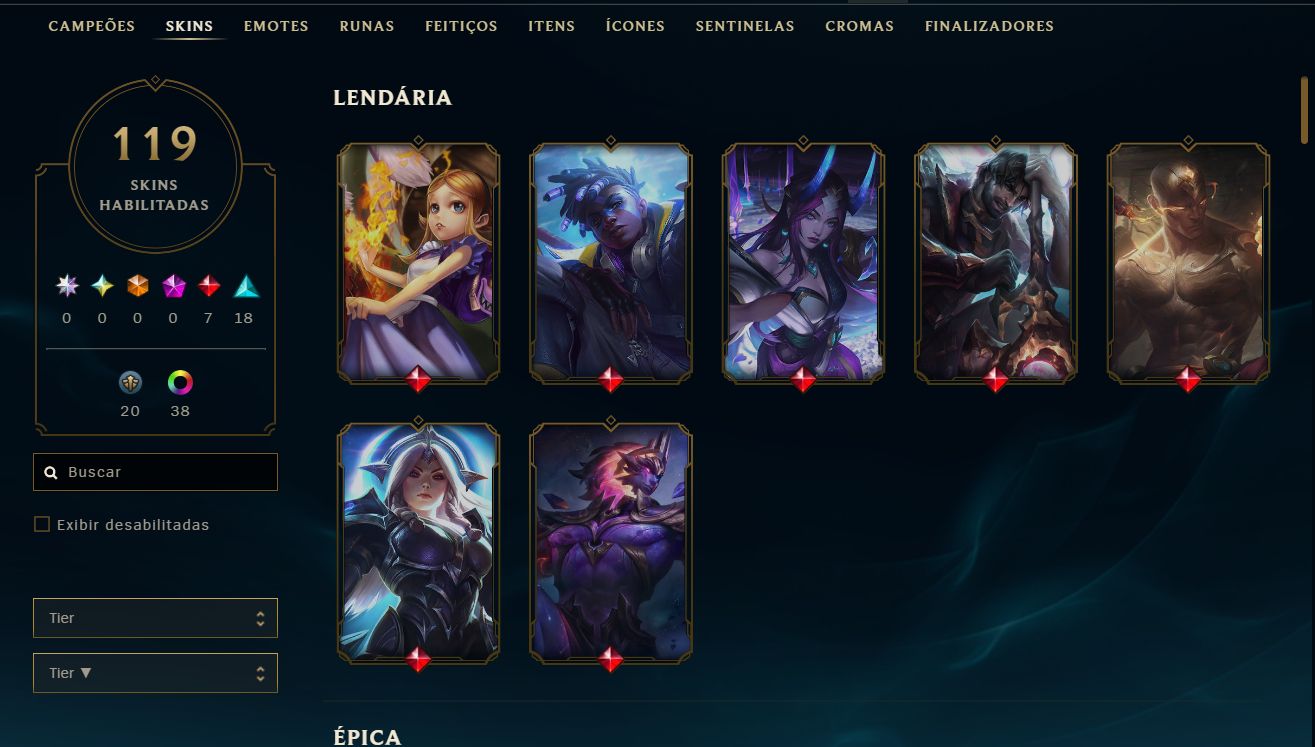 CONTA LOL MESTRE 200PDL+ / LV 101 / 119 SKINS / TODOS CHAMPS / FULL ACESSO DADOS