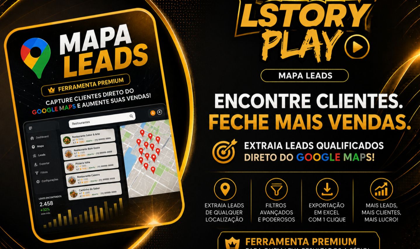 Mapa Leads Premium | Capture Clientes do Google Maps em Segundos