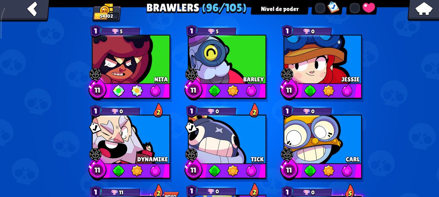 CONTA BRAWL STARS COM 54K TROFÉUS/96 BRAWLERS/ 24 LVL 11/ TROCA DE NOME GRÁTIS