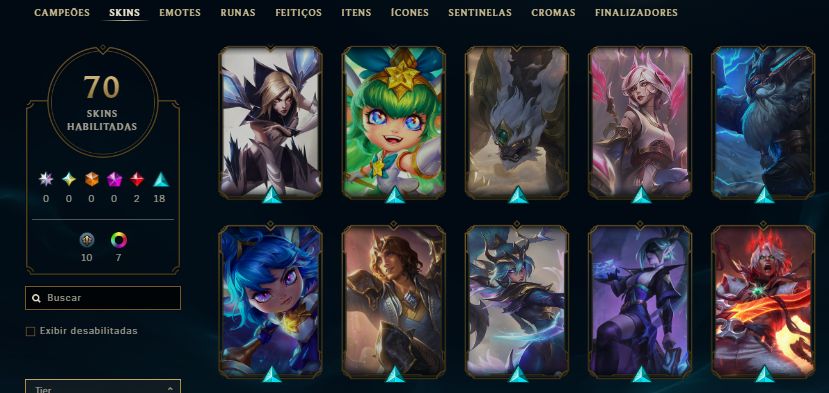 CONTA GOLD 3 / 35 SKINS / KAYN ODISSEIA / YASUO TINTA SOMBRIA COM MOLDURA