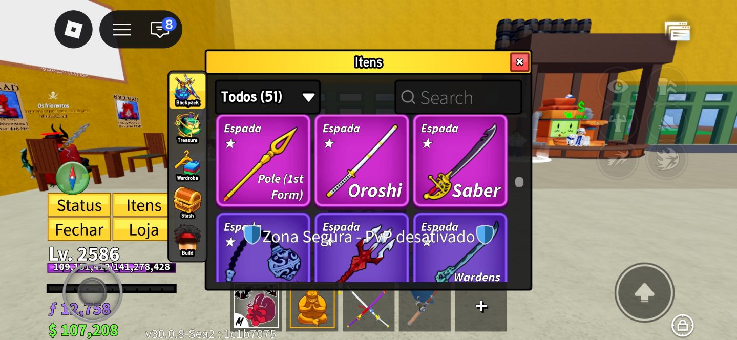 Conta Roblox upada em BLOX FRUITS, Shindo life , Roube um Brainrot. etc...