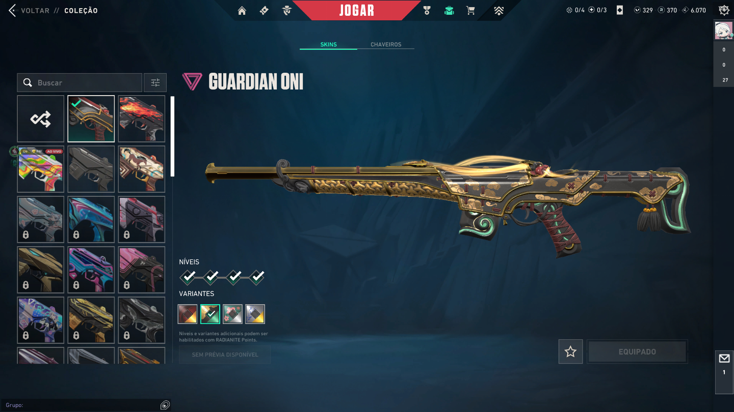 Conta de valorant +1200 reais gastos, muita skin.