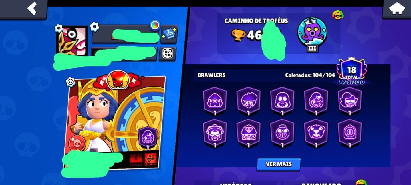 CONTA BRAWL STARS TOP TIER | 46K TROFÉUS | ALL BRAWLERS | FAMA MARCIANA 1