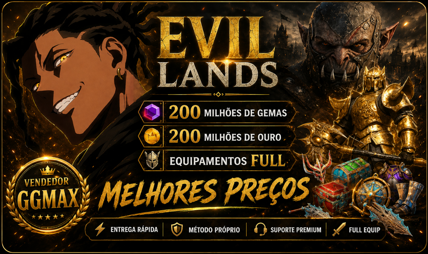 CONTAS EVIL LANDS | OURO + JÓIAS + RECURSOS | ANDROID E IOS | ENTREGA RÁPIDA