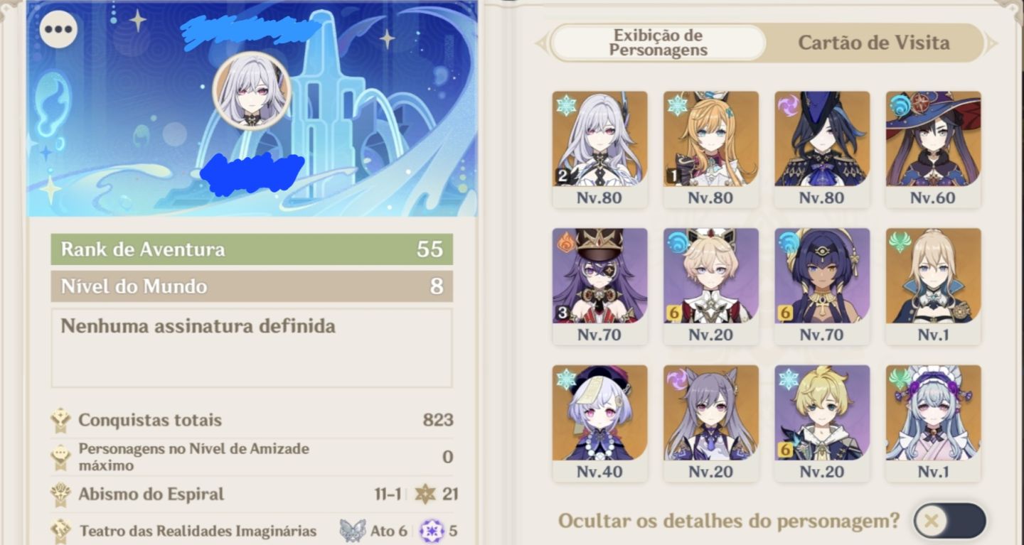 Conta genshin skirk c2r1 e escoffier c1r0